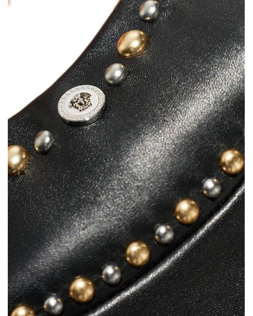 Versace Kleedjes ,Zwart ,Leer Leren Off-Shoulder Jurk in het Black