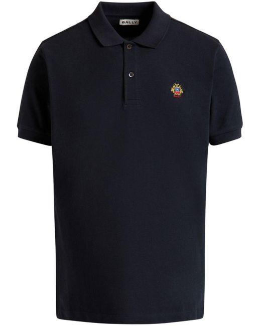 Bally Piqué Poloshirt Met Geborduurd Logo in het Blue voor heren