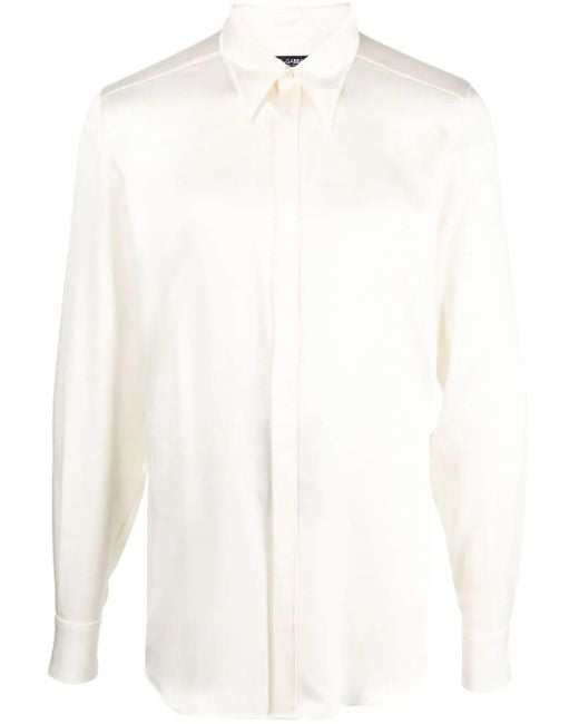 Dolce & Gabbana White Long-Sleeved Silk Shirt