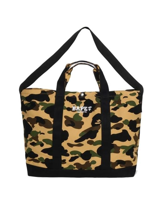 A Bathing Ape Black Abc Camo Tote Bag for men