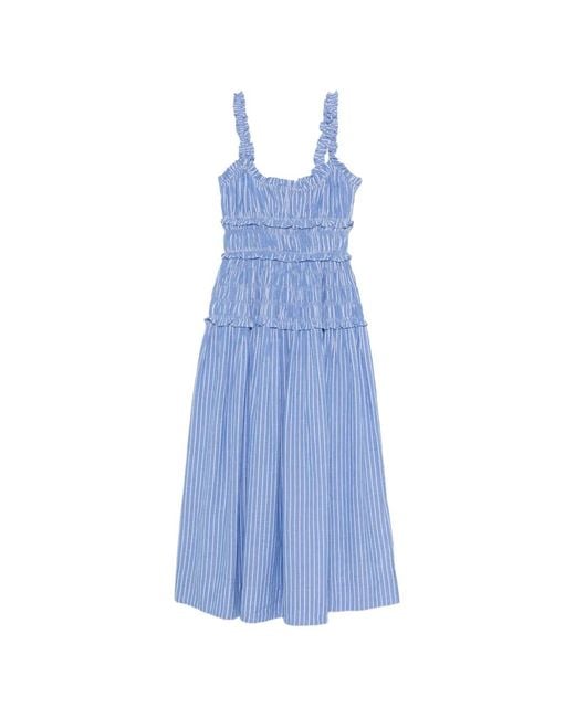 Doen Blue Marianne Striped Midi Dress