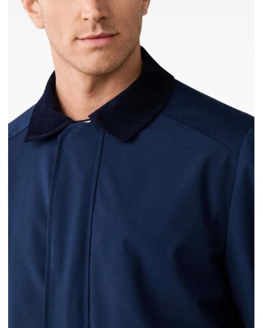 Hackett Blue Manteau À Col En Velours Côtelé Et Poche Plaquée for men