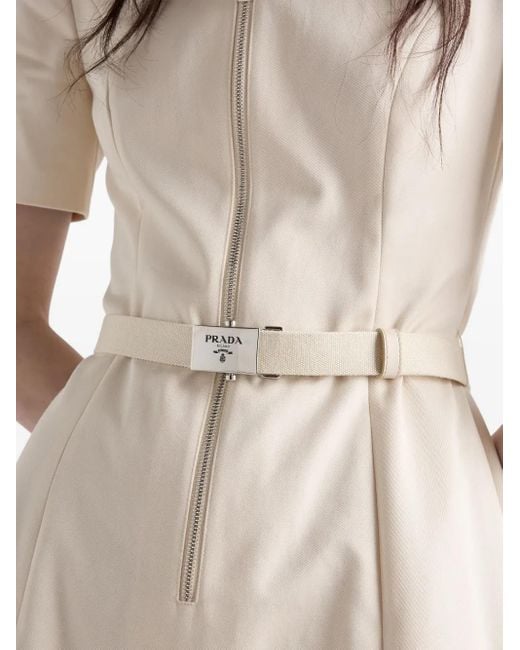 Prada ジップアップ フレアドレス Natural