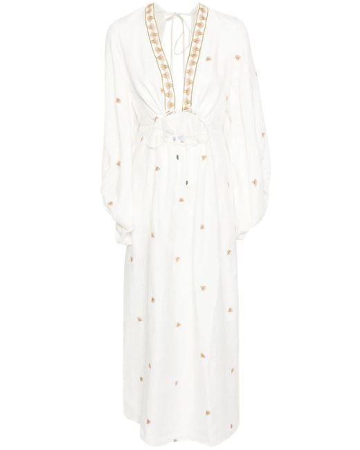 Lug Von Siga White Louise Floral-embroidered Maxi Dress