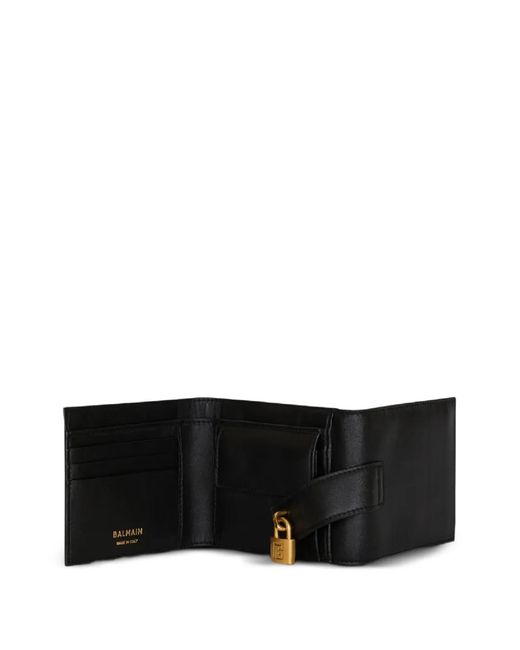 Balmain Black Trifold Padlock-Detail Wallet for men