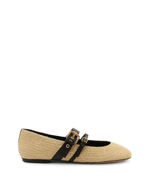 Farm Rio White Buckle-Strap Ballet Flats
