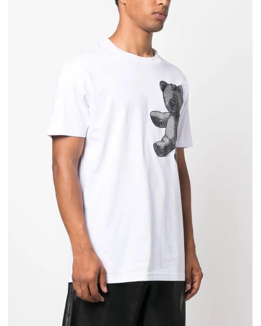 Philipp Plein White Teddy Bear Paisley-Print T-Shirt for men