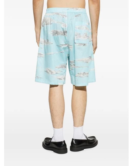 Moschino Blue Cloud-Print Shorts for men