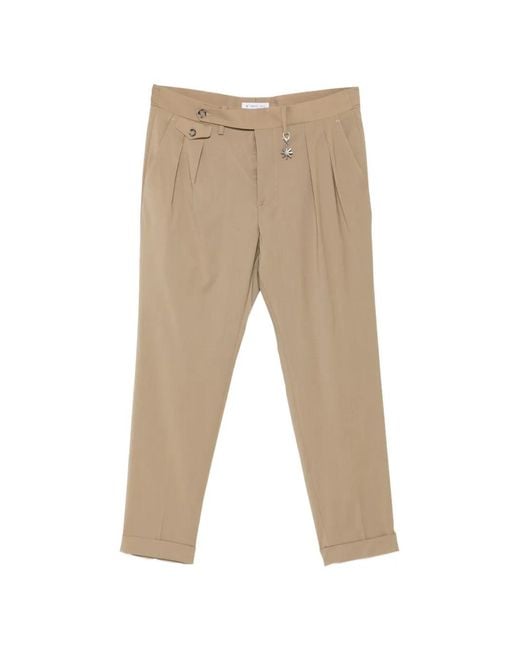 Manuel Ritz Natural Cuffed Pleated Trousers for men