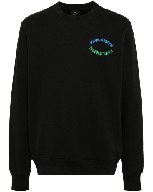 PS by Paul Smith Black Logo-print Organic Cotton Sweatshirt for men
