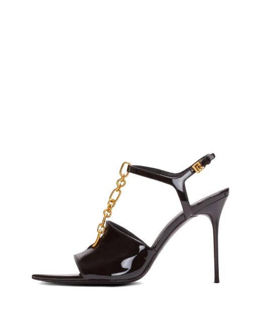 Balmain Black Sync Sandalen Aus Lackleder Mit Absatz