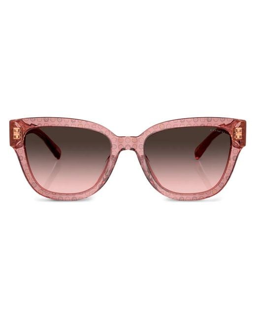 COACH Brown Floral-Print Square-Frame Sunglasses
