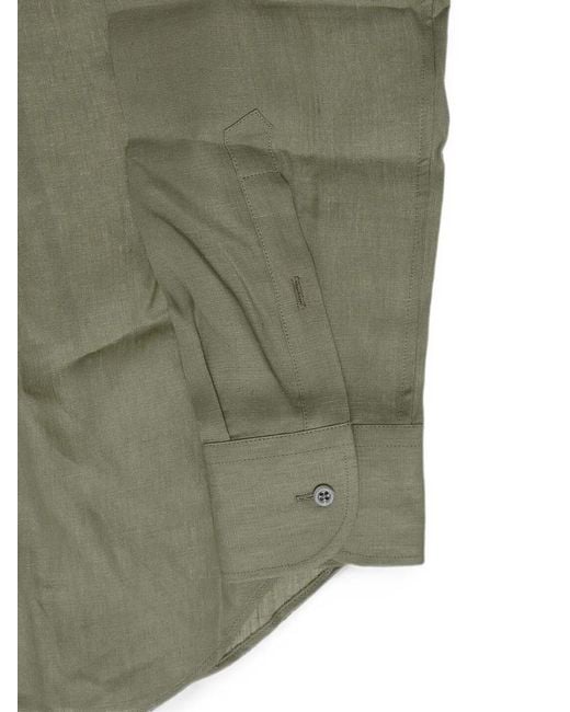 Corneliani Green French-Collar Linen Shirt for men