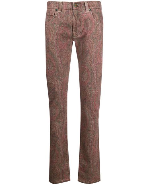 Etro Brown Paisley Printed Bootcut Jeans for men