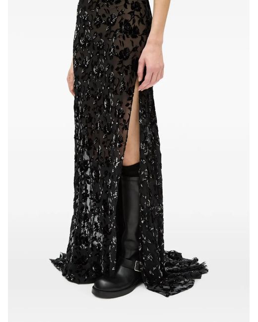 Ann Demeulemeester Black Aaricia Floral-Devoré Maxi Dress
