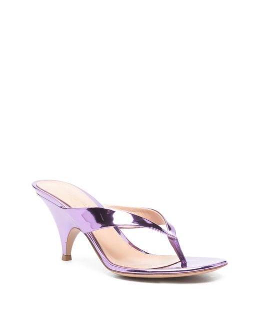 Gianvito Rossi Pink Sofia Metallic Thong Sandals