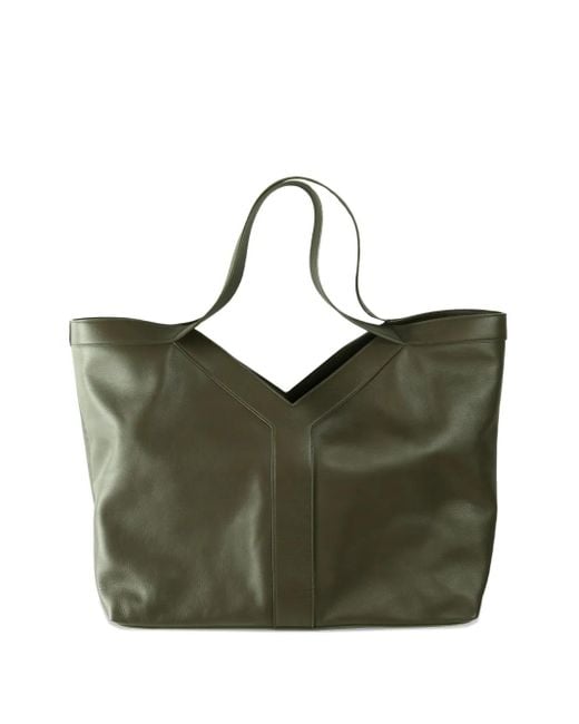 Saint Laurent Green Double-Handle Leather Tote Bag