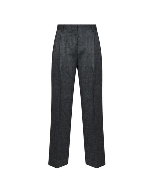 Totême  Blue Herringbone Double-Pleat Trousers