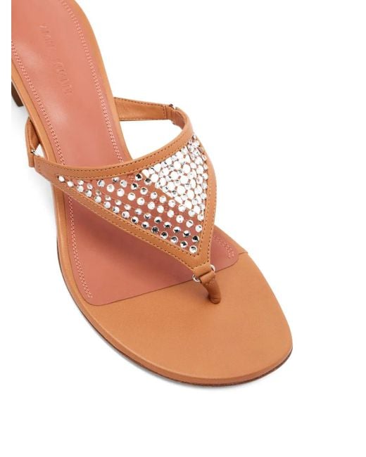 AMINA MUADDI Brown 45Mm Cameron Crystal-Embellished Leather Sandals