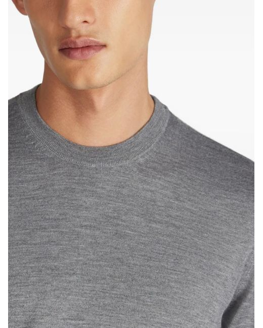Zanone Gray Crew-Neck Sweater for men