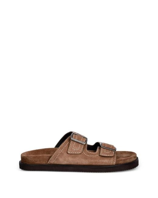 Gant Brown Buckle-Fastening Suede Slides for men