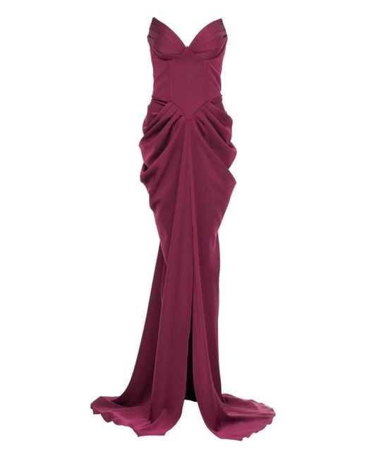 Ana Radu Purple Corset Draped Gown