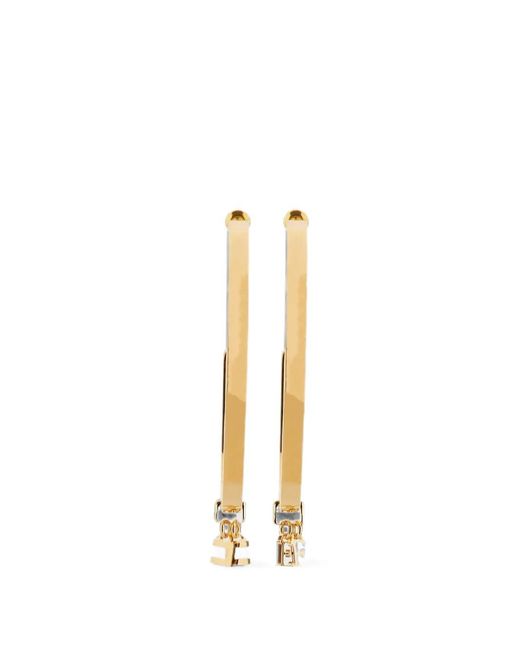 Elisabetta Franchi Metallic Logo-Charm Half-Hoop Earrings
