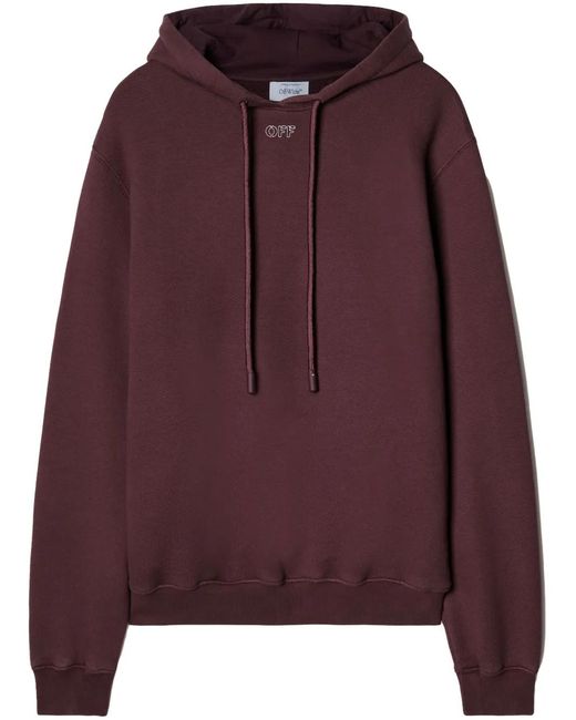 Off-White c/o Virgil Abloh Purple Arrows-Embroidered Cotton Hoodie