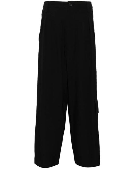Yohji Yamamoto Black Wool Cropped Trousers for men