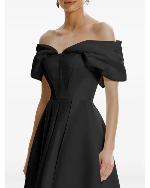 Framboise Black Glamo Off-Shoulder Midi Dress
