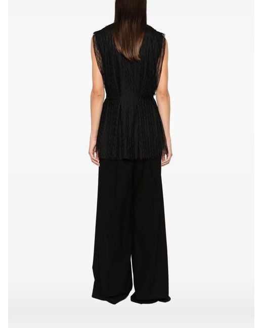 Alberta Ferretti Black Ruffled-Hem Top