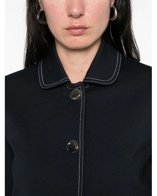 Liu Jo Blue Topstitch Buttoned Jacket