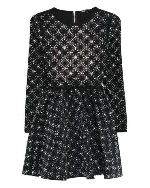 Maje Black Rhinestone-Embellished Knitted Dress