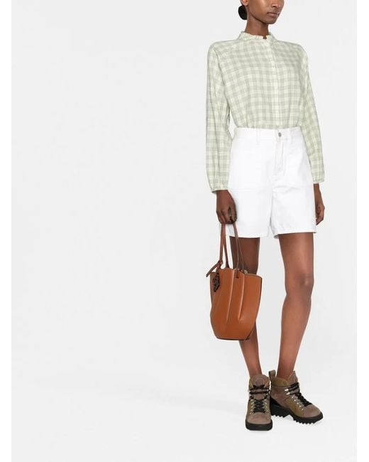 Woolrich White Checked Cotton Blouse