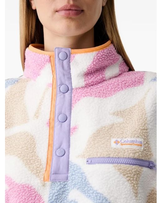Columbia White Helvetia Abstract-Print Fleece Sweater