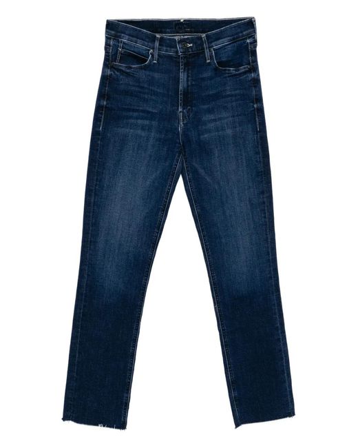 Mother Blue The Mid Rise Dazzler Ankle Fray Jeans