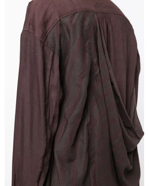 Ziggy Chen Brown Layered Draped-Detail Shirtdress