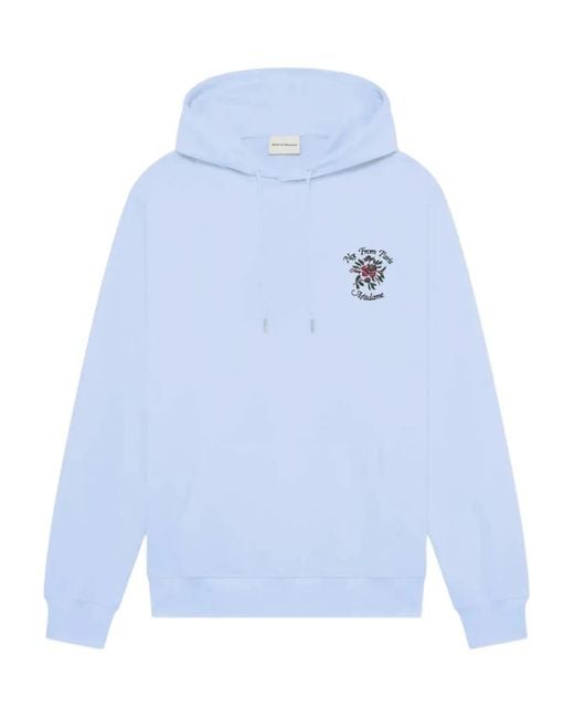 Drole de Monsieur Blue Embroidered Hooded Sweater for men