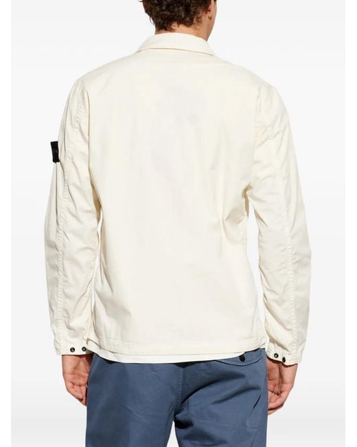 Stone Island White Logo-Patch Jacket for men