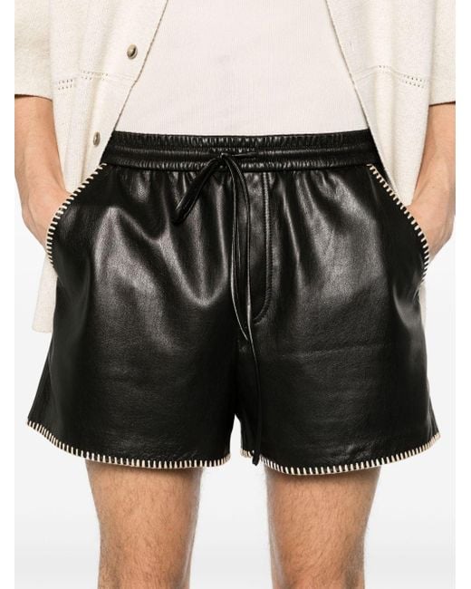 Nanushka Black Okobor Faux-leather Shorts for men