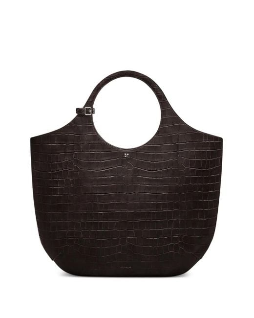 Courreges Black Large Holy Crocodile-Effect Tote Bag
