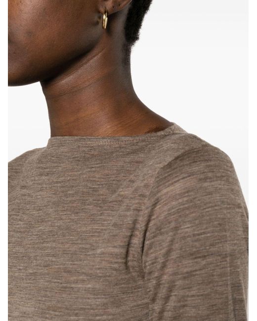 Totême  Brown Boat-neck Mélange T-shirt