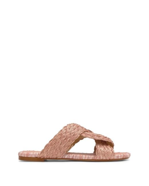 Castaner Pink Braided Crossover-Strap Flat Sandals