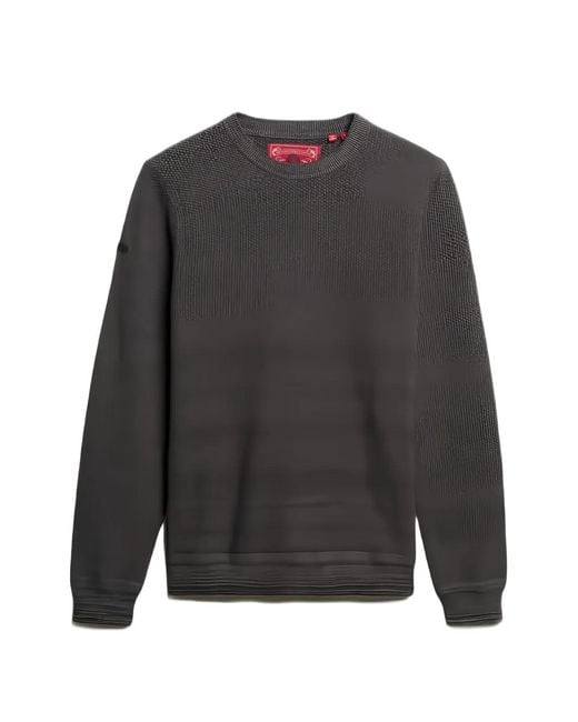 Superdry Gray Textured-Knit Cotton Sweater for men