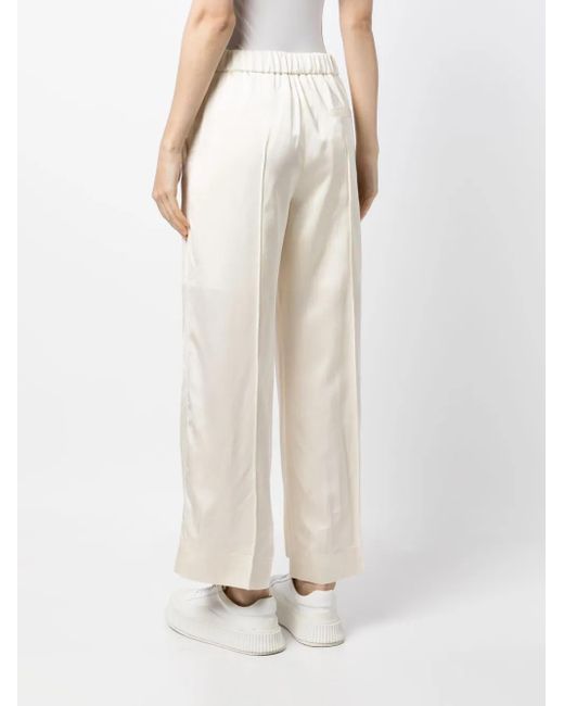 Jil Sander White Elasticated-Waist Wide-Leg Trousers