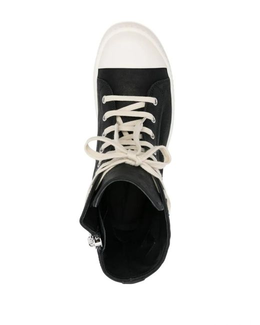 Rick Owens Black High-top Leather Sneakers