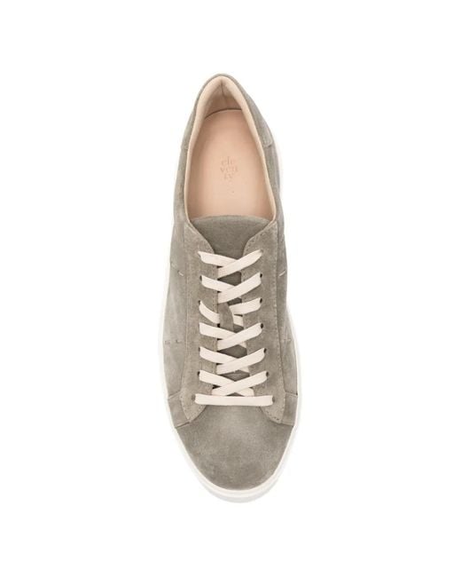 Eleventy White Contrast-Stitch Suede Sneakers for men