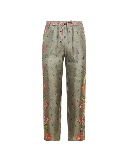 Pierre Louis Mascia Green Floral-Print Drawstring Trousers