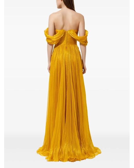 Robe Plissée À Épaules Dénudées IRIS SERBAN en coloris Yellow
