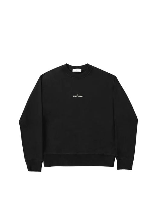 Stone Island Black Logo-Print Sweatshirt for men